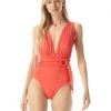 MICHAEL Michael Kors Swimwear Essentials Surplice Plunge One-Piece