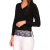 MICHAEL Michael Kors Sweaters Crop V-Neck with Lace Hem