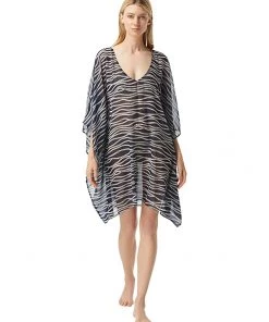 MICHAEL Michael Kors Swimwear Diagonal Belt Print V-Neck Caftan Cover-Up