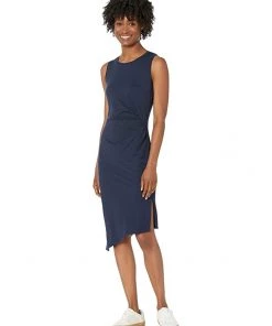 MICHAEL Michael Kors Dresses Petite Solid Crew Neck Drape Dress