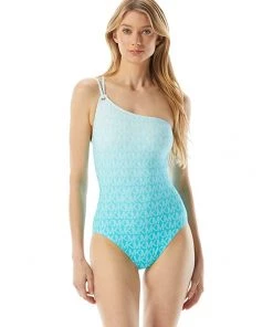 MICHAEL Michael Kors Swimwear Ombre Logo One Shoulder One-Piece