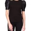 MICHAEL Michael Kors Shirts & Tops T-Shirt w/ Leather Sleeves