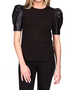 MICHAEL Michael Kors Shirts & Tops T-Shirt w/ Leather Sleeves