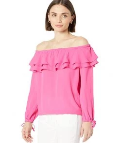 MICHAEL Michael Kors Shirts & Tops Petite Ruffle Peasant Top