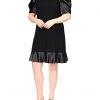 MICHAEL Michael Kors Dresses Plus Size Ponte Leather Mix Ruffle Dress