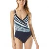 MICHAEL Michael Kors Swimwear Tie-Dye Long Ring Surplice One-Piece