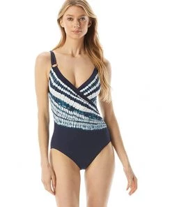 MICHAEL Michael Kors Swimwear Tie-Dye Long Ring Surplice One-Piece