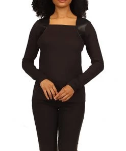 MICHAEL Michael Kors Shirts & Tops Long Sleeve Leather Mix Top