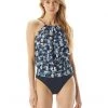 MICHAEL Michael Kors Swimwear Palm Mix Blouson High Neck Tankini Top
