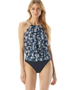 MICHAEL Michael Kors Swimwear Palm Mix Blouson High Neck Tankini Top