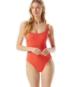 MICHAEL Michael Kors Swimwear Decadent Texture Logo Ring U-Neck One-Piece
