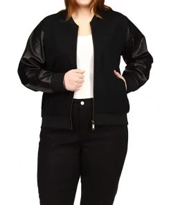 MICHAEL Michael Kors Coats & Outerwear Plus Size Leather Ponte Bomber