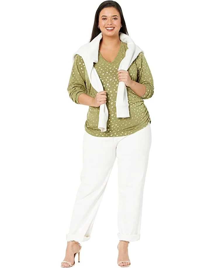 MICHAEL Michael Kors Shirts & Tops Plus Size V-Neck Ruched Long Sleeve Top - Image 4