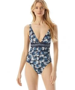 MICHAEL Michael Kors Swimwear Palm Mix Over-the-Shoulder One-Piece