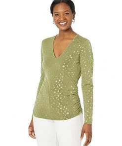 MICHAEL Michael Kors Shirts & Tops V-Neck Ruched Long Sleeve Top