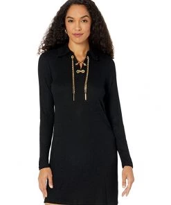 MICHAEL Michael Kors Dresses Rib Chain Lace-Up Shift Dress