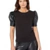 MICHAEL Michael Kors Shirts & Tops Petite T-Shirt w/ Leather Sleeve
