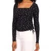MICHAEL Michael Kors Shirts & Tops Floral Square Neck Ruched Long Sleeve Top