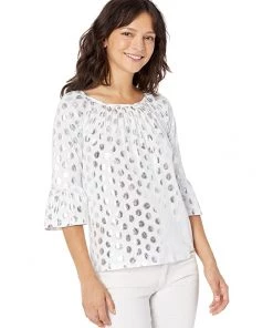MICHAEL Michael Kors Shirts & Tops Petite Foilpalm Flare Sleeve Top
