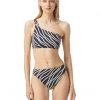 MICHAEL Michael Kors Swimwear Diagonal Logo Ring One Shoulder Bikini Top