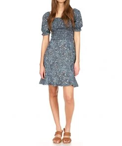 MICHAEL Michael Kors Dresses Paisley Smocked Mini Short Sleeve Dress