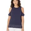 MICHAEL Michael Kors Shirts & Tops Pettie Grommet Mix Tunic Short Sleeve Top