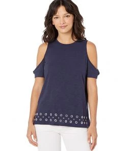 MICHAEL Michael Kors Shirts & Tops Pettie Grommet Mix Tunic Short Sleeve Top