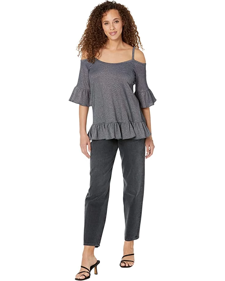 MICHAEL Michael Kors Shirts & Tops Sparkle Cold-Shoulder Ruffle Top - Image 4