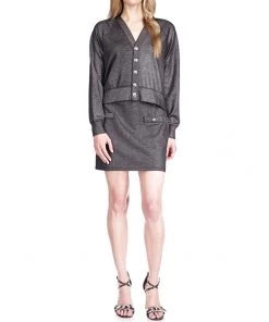 MICHAEL Michael Kors Sweaters Shimmer Button Boyfriend Cardigan