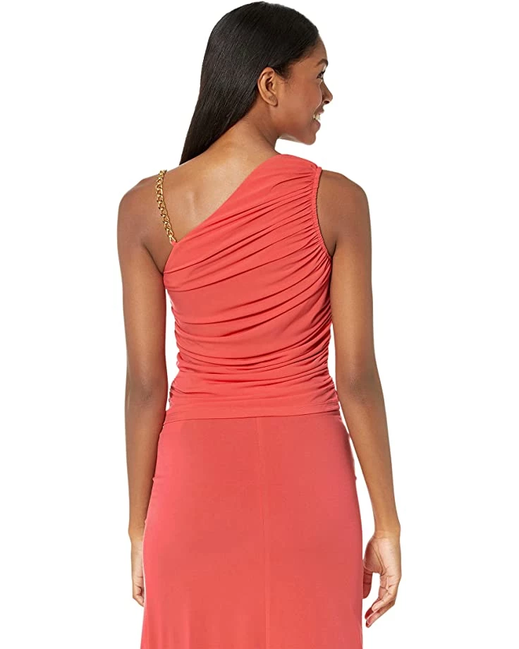 MICHAEL Michael Kors Shirts & Tops Petite Ruched One Shoulder Chain Top - Image 2