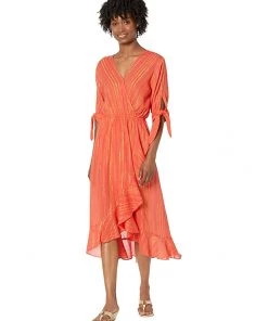 MICHAEL Michael Kors Dresses Petite Metallic Crepe Wrap Dress