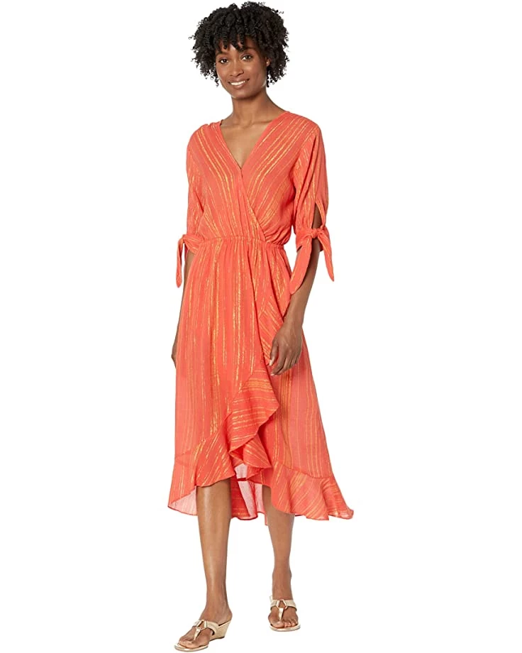 MICHAEL Michael Kors Dresses Petite Metallic Crepe Wrap Dress