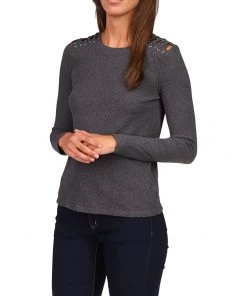 MICHAEL Michael Kors Shirts & Tops Waffle Shoulder Lace-Up Top