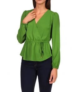 MICHAEL Michael Kors Shirts & Tops Solid Long Sleeve Wrap Top
