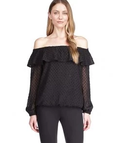 MICHAEL Michael Kors Shirts & Tops Clip Chiffon Off Shoulder Top