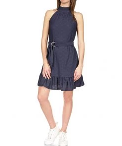 MICHAEL Michael Kors Dresses Eyelet Mock Neck Belted Mini Dress