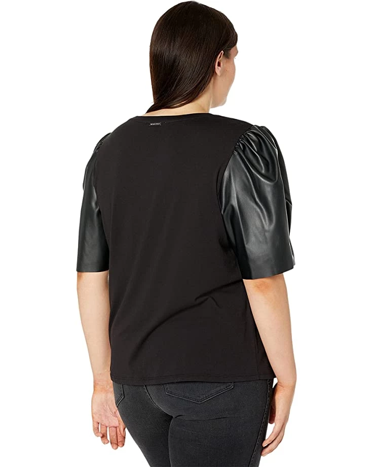 MICHAEL Michael Kors Shirts & Tops Plus Size T-Shirt with Leather Sleeve - Image 2