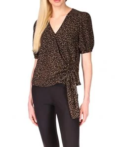 MICHAEL Michael Kors Shirts & Tops Cheetah Short Sleeve Wrap Top