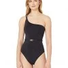 MICHAEL Michael Kors Swimwear Logo Solids One Shoulder One-Piece