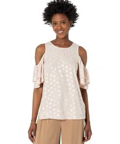 MICHAEL Michael Kors Shirts & Tops Foil Palm Cold-Shoulder Top