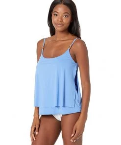 MICHAEL Michael Kors Swimwear Iconic Solids Double Layer Tankini Top