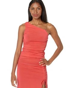 MICHAEL Michael Kors Shirts & Tops Petite Ruched One Shoulder Chain Top