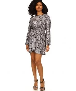MICHAEL Michael Kors Dresses Foil Paisley Long Sleeve Flounce Dress
