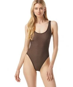 MICHAEL Michael Kors Swimwear Signature Logo Scoop Back One-Piece