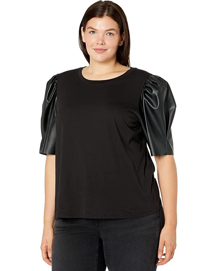 MICHAEL Michael Kors Shirts & Tops Plus Size T-Shirt with Leather Sleeve