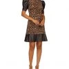 MICHAEL Michael Kors Dresses Ponte Leather Mix Ruffle Dress