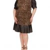 MICHAEL Michael Kors Dresses Plus Size Ponte Leather Mix Ruffle Dress
