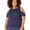 MICHAEL Michael Kors Shirts & Tops Plus Size Grommet Mix Tunic Short Sleeve Top