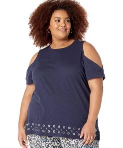 MICHAEL Michael Kors Shirts & Tops Plus Size Grommet Mix Tunic Short Sleeve Top