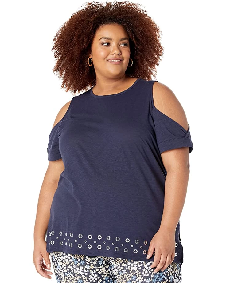 MICHAEL Michael Kors Shirts & Tops Plus Size Grommet Mix Tunic Short Sleeve Top
